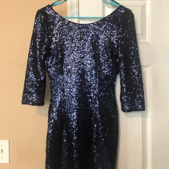 Lulu’s Navy Sequin Cocktail Dress - Picture 2 of 3
